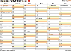 Kalender 2020 Schweiz Zum Ausdrucken Als Pdf