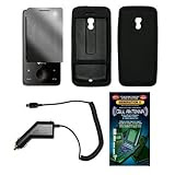 Solid Black Silicone Gel Skin Cover Case + Screen Protector + Rapid Car Charger + Generation X Antenna Booster for Sprint HTC Touch Pro (CDMA)