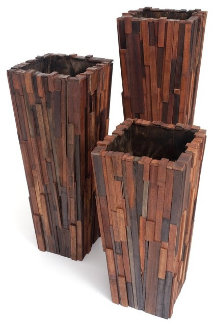 Salvaged Wood Planter Set - Contemporary - Indoor Pots And 