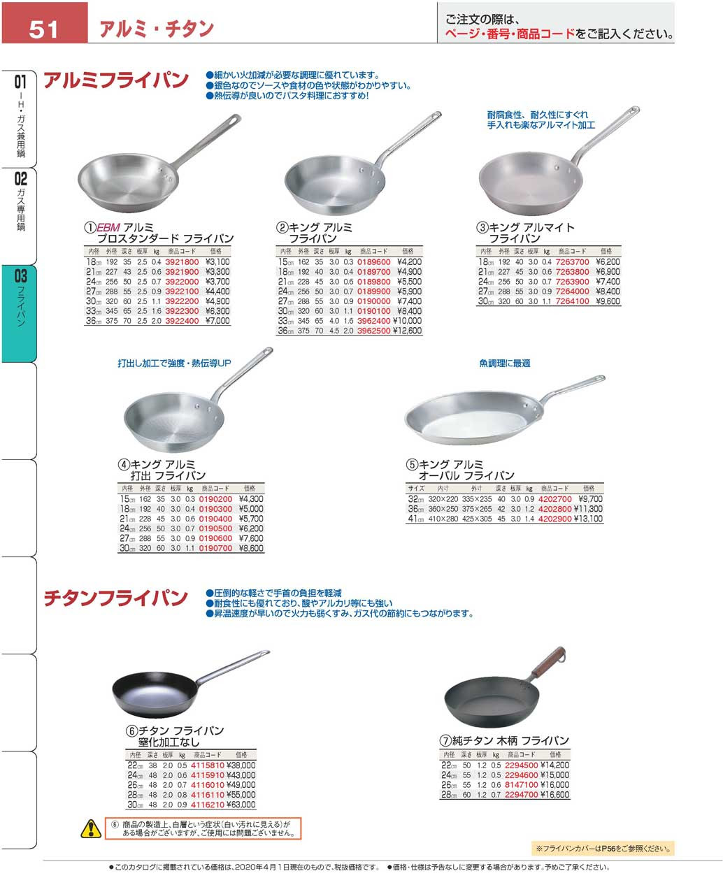 食器 アルミ チタンフライパンaluminum Titanium Frying Pans プロフェッショナルベストコレクション２０ ｅｂｍ 51ページ