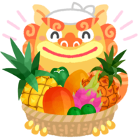 くだもの屋さんシーサーの無料素材 イラスト沖縄 おきなわ