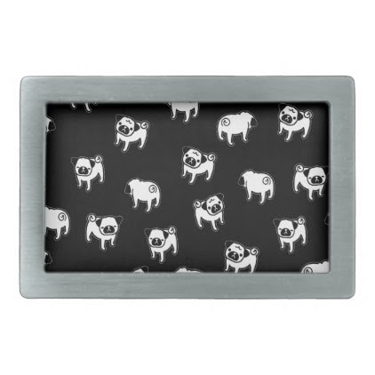 Pug dog pattern rectangular belt buckle