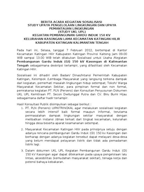 Berita Acara Kegiatan Sosialisasi Gi