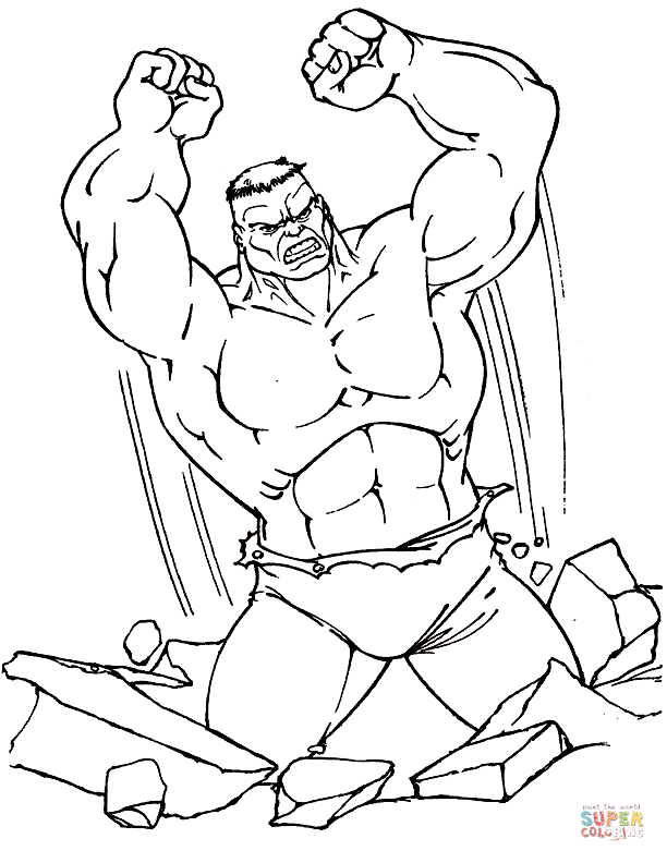 Powerful Hulk Coloring Page Free Printable Coloring Pages