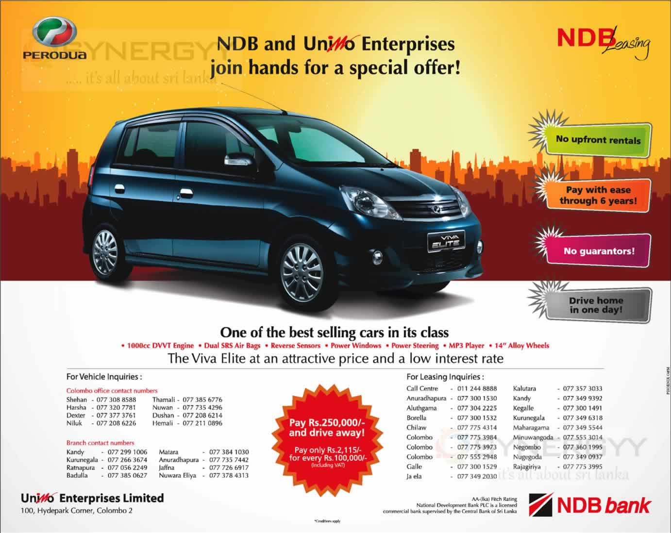 Perodua Viva Elite Leasing Option with NDB Leasing – SynergyY