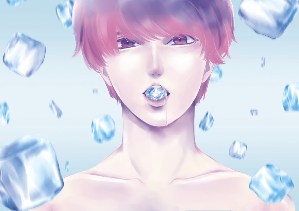 氷とイケメンのイラスト 鎖骨のイラストぶろぐ