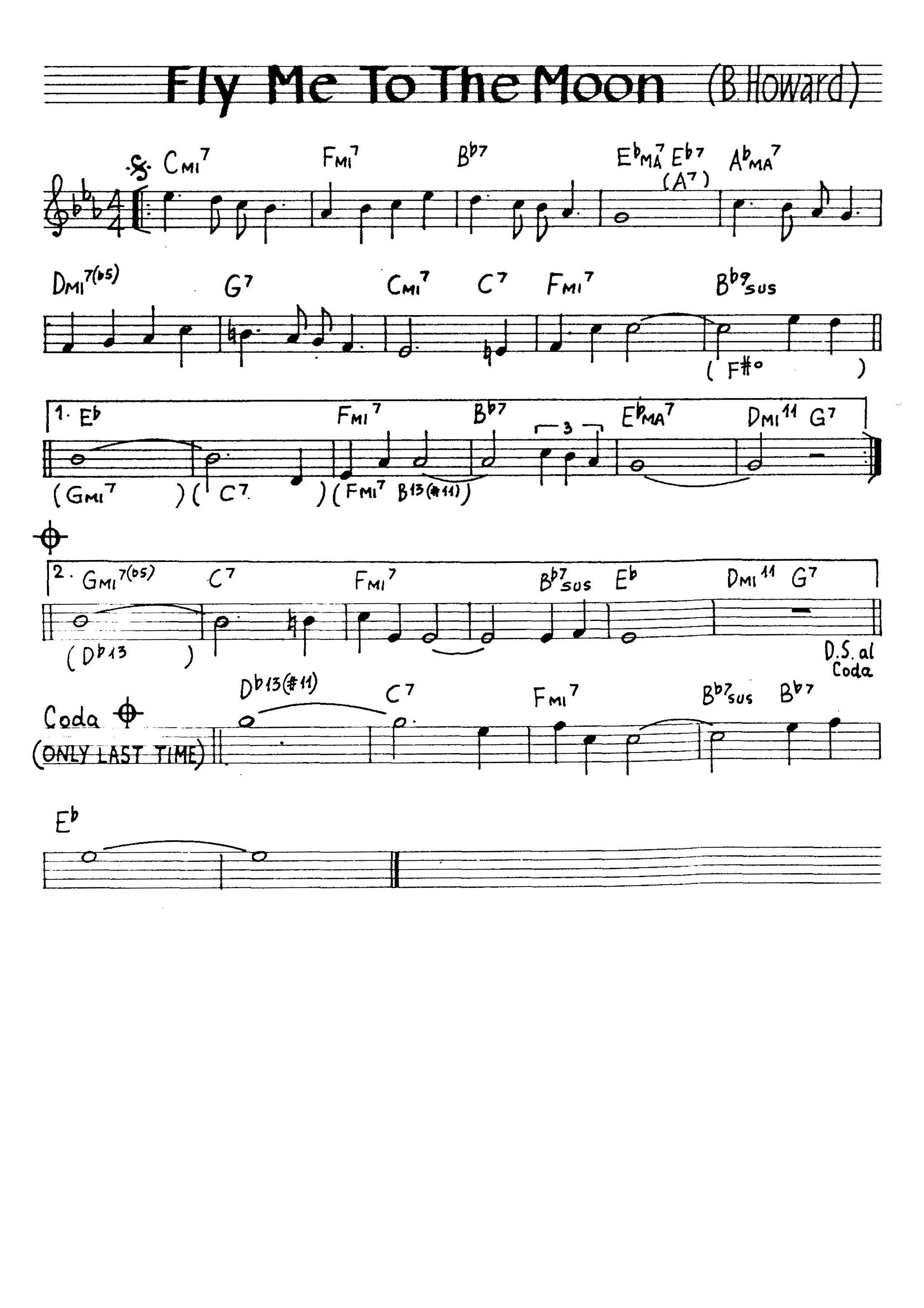 無料楽譜 Fly Me To The Moon 月に想いを Howard B Jazz