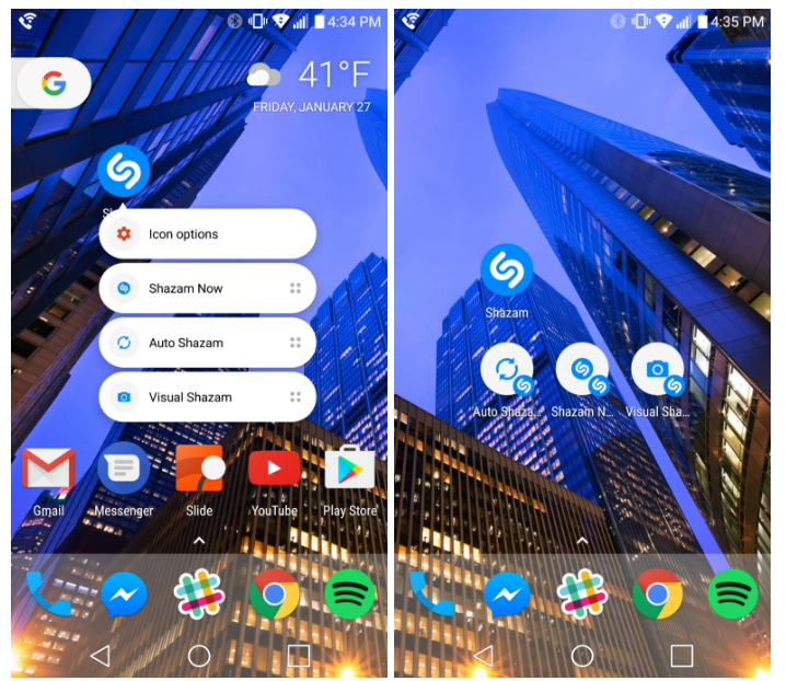 تطبيق Shazam يدعم الآن إختصارات التطبيق على أندرويد 7.1