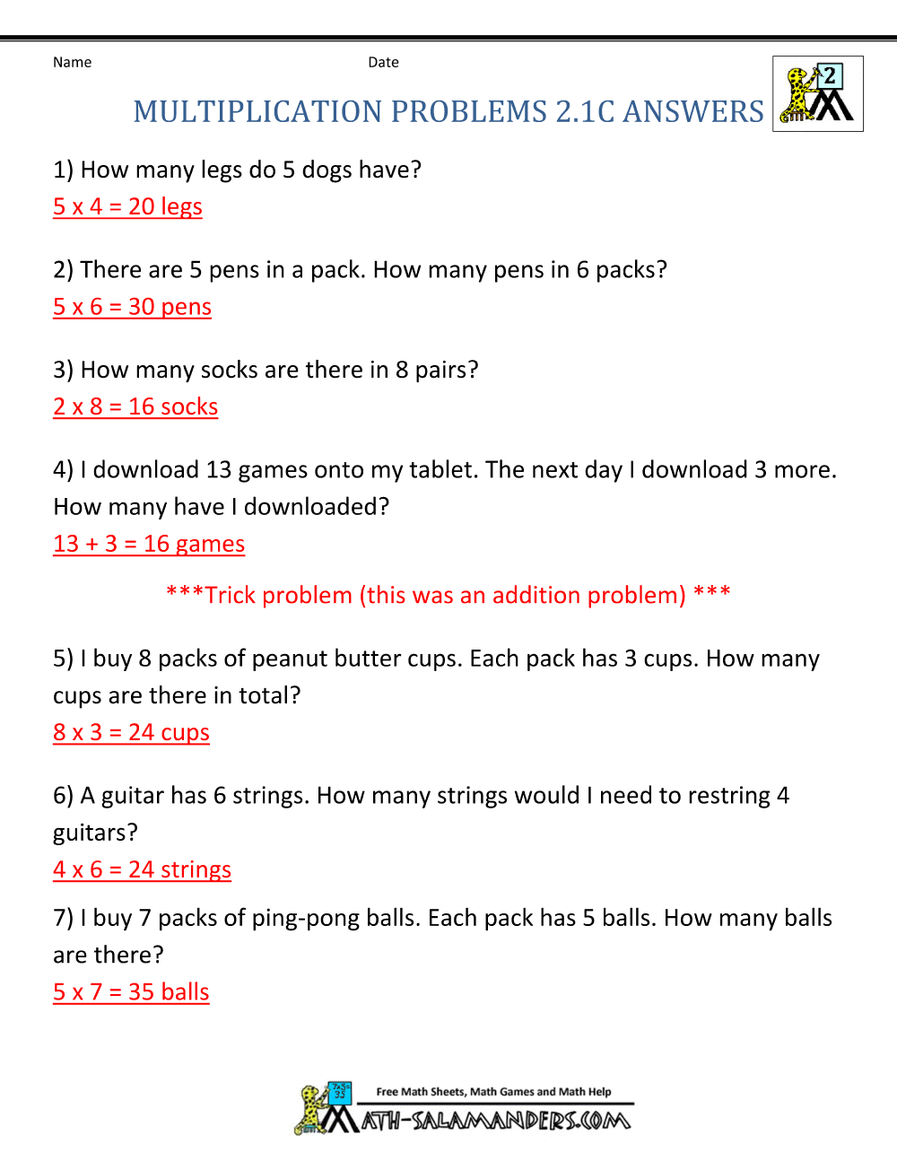 worksheets word 1 problems grade math for multiplication 2nd Area Grade Problem Word Multiplication