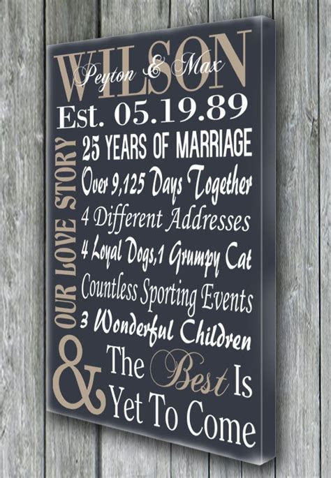 Personalized 5th 15th 25th 50th Anniversary Gift, Wedding  