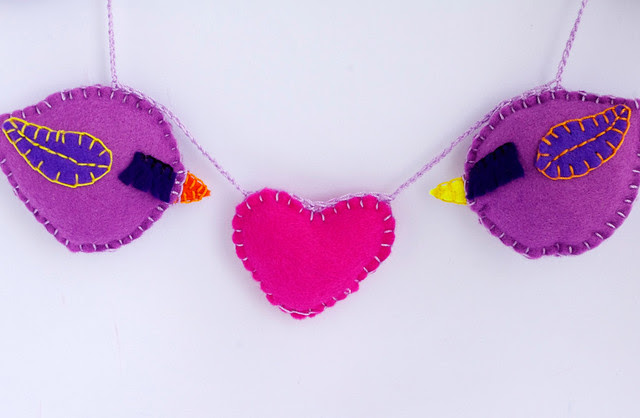 Bird felt garland
