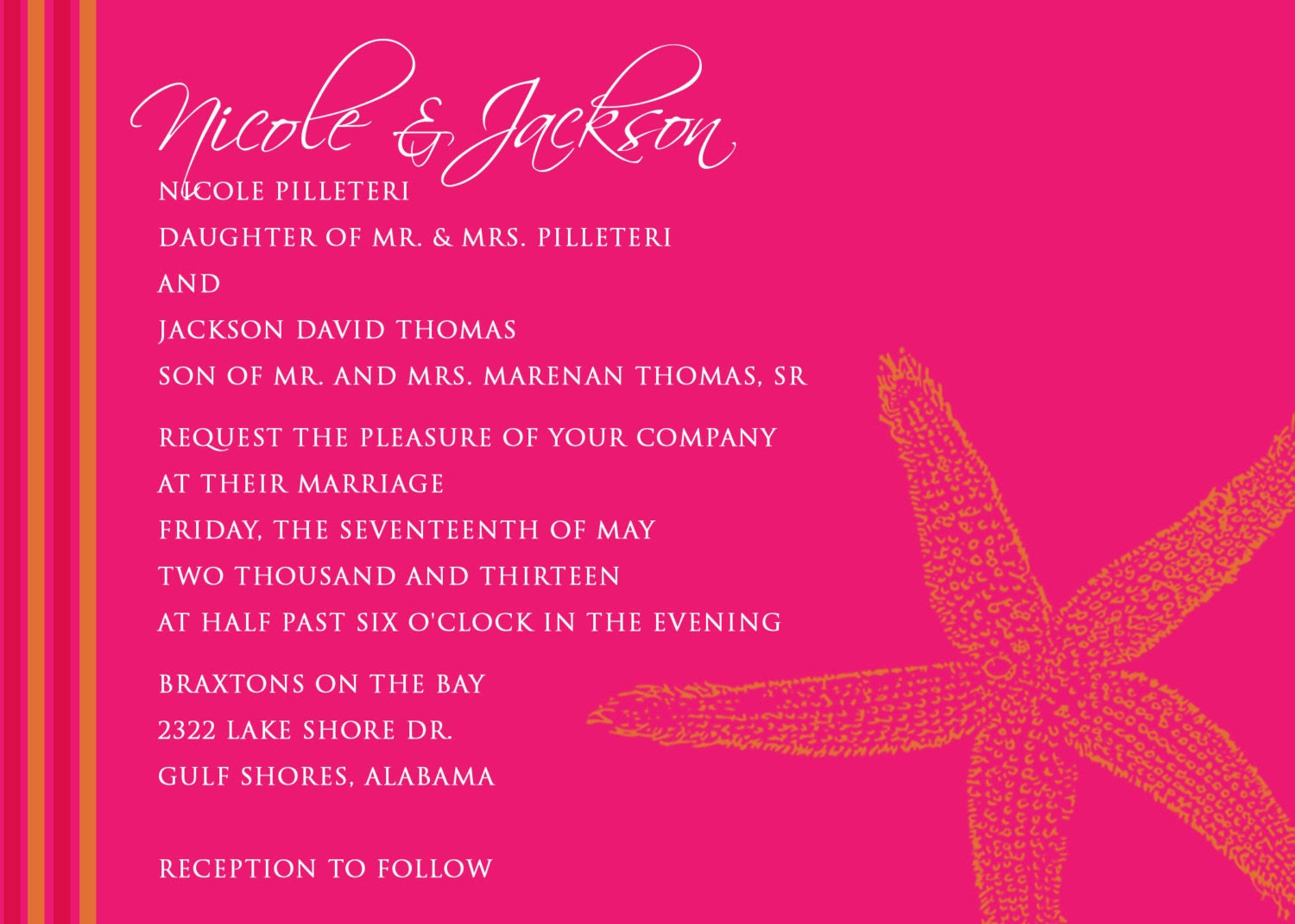 sample wedding program wording