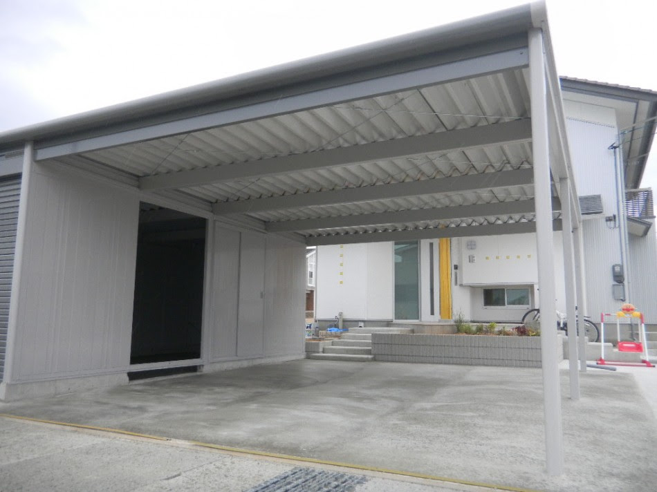 カーポートと車庫の一体化 ヨドガレージ 福井市 福井県 カーポート エクステリア 福井ミニハウス