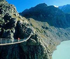 Trift 
Suspension Bridge in the Swiss Alps