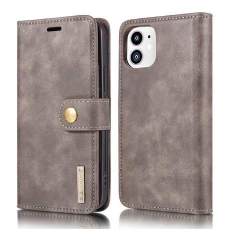 Dg Ming Iphone 12 Mini Magnetic Detachable Leather Wallet Case Gray