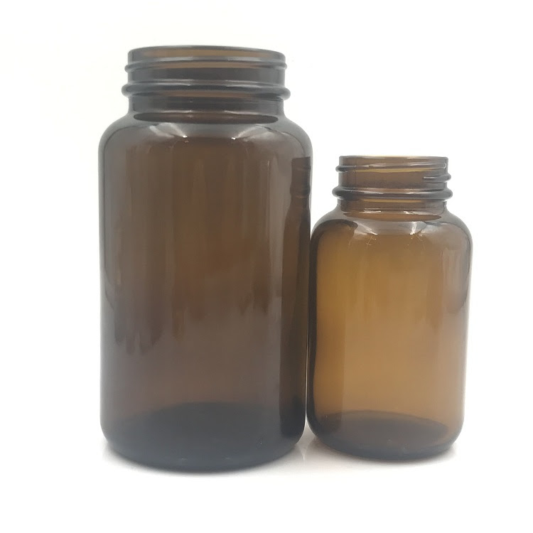 Download 300ml Amber Wide mouth Glass Bottle Medical Pill Bottles with gold cap, High Quality Glass ...