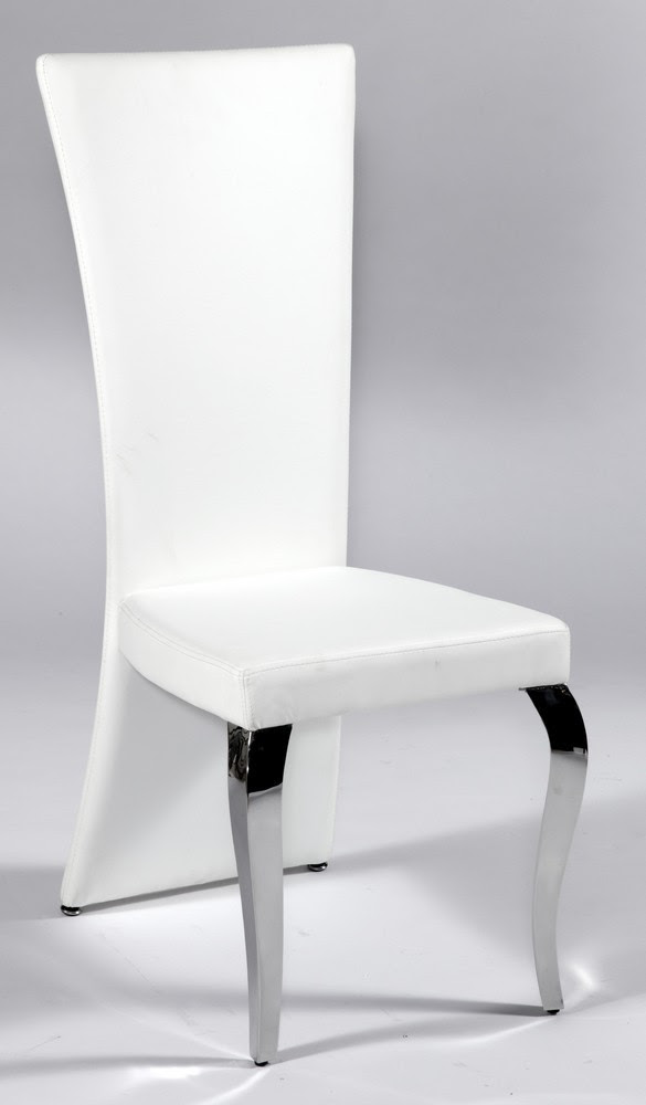 White Leather Seat and Back Chair with Polished Chrome ...