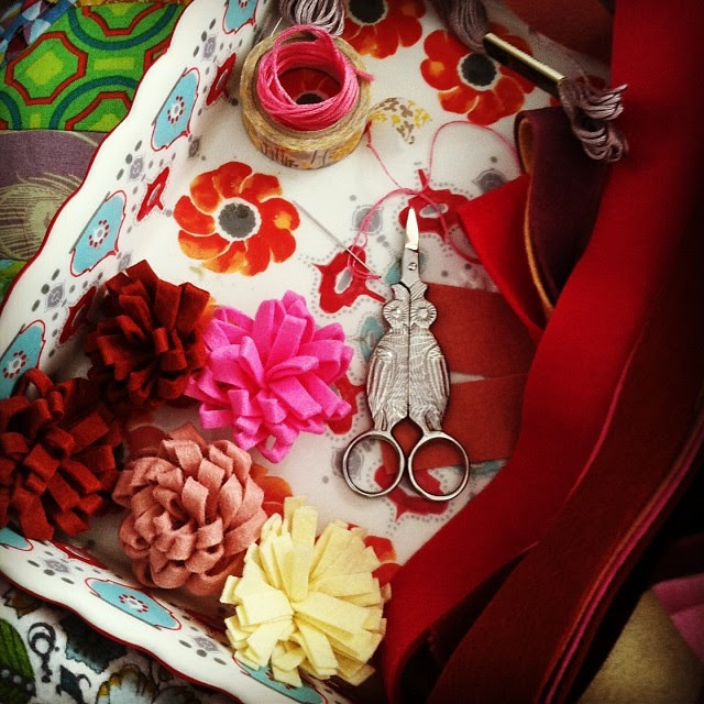 Felt flower making! Hoping to turn these into some sweet crowns to offer before Valentines Day!