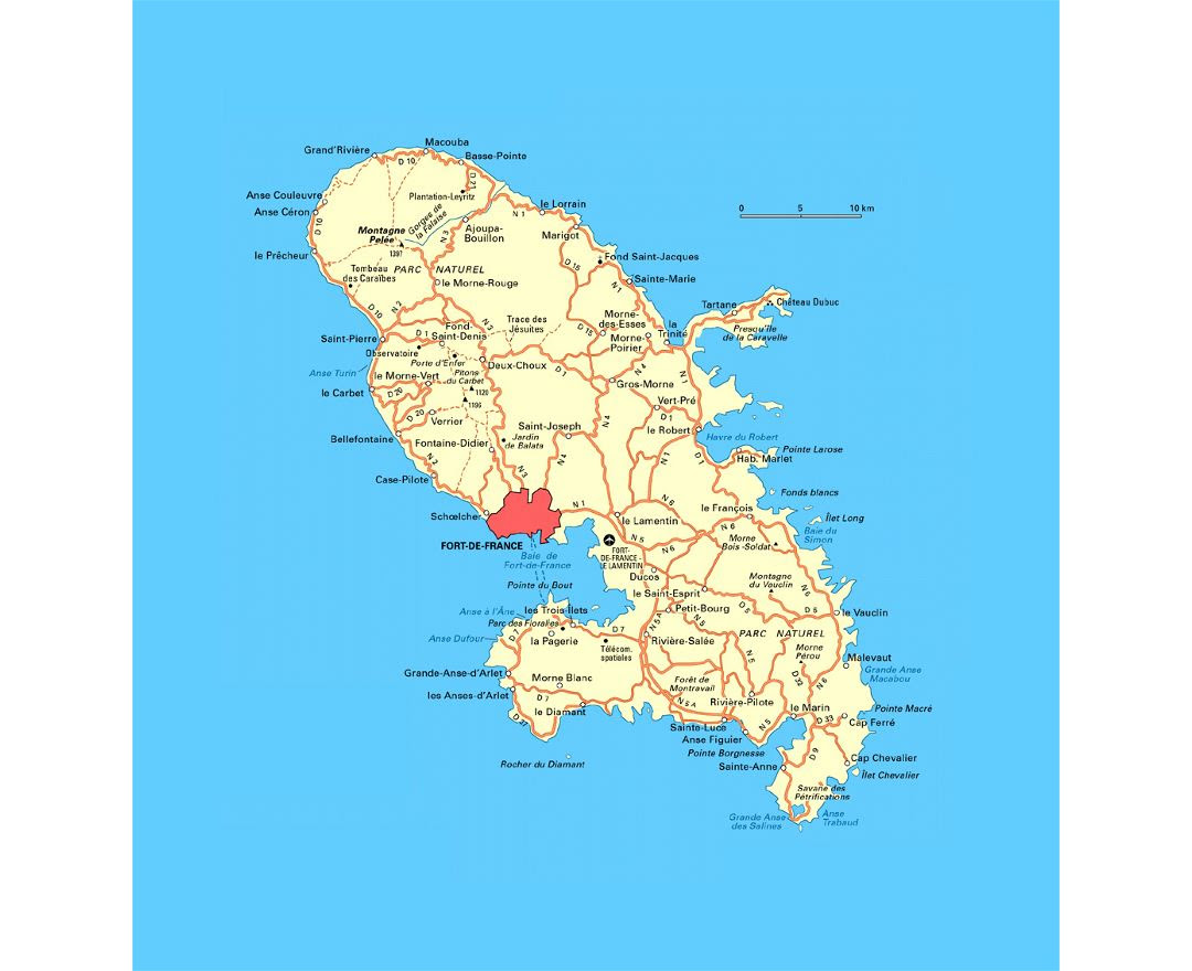Maps of Martinique  Detailed map of Martinique in English  Tourist map travel map of 