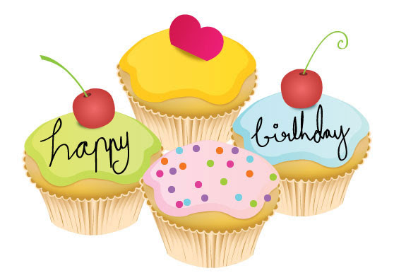 Cupcake vectors with happy birthday text. Use them for you birthday design 