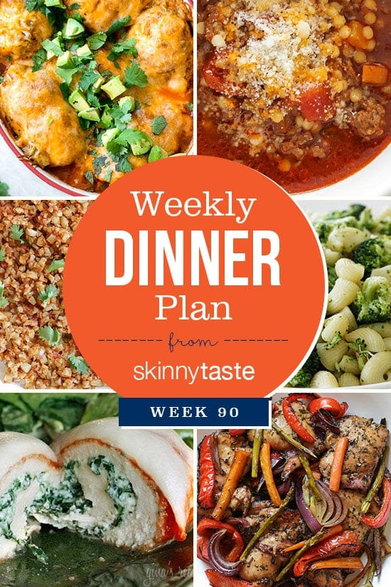 Skinnytaste Dinner Plan (Week 90). This week Madison goes back to school, so I added some easy, kid-friendly dishes this week including a few that I can pack in her thermos the next day (the pasta with broccoli and acini di pepe soup are perfect for this!).