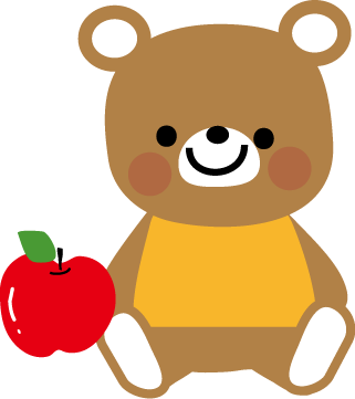 クマとリンゴのイラスト 無料イラスト
