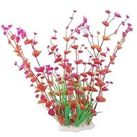 Como Fish Tank Landscaping Red Fuchsia Plastic Plant Decoration