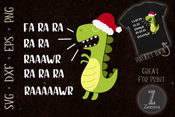 Etsy Funny Dinosaur Christmas T Rex Xmas Print on Demands Design by Zemira cut files for your personal DIY projects