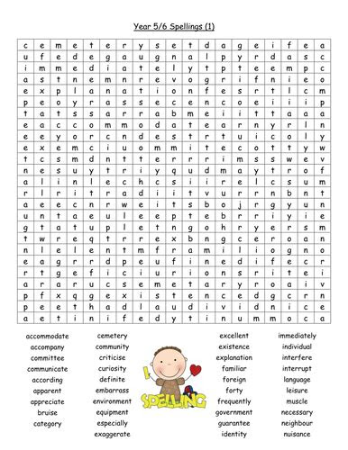  year 5 and 6 spelling word searches new curriculum by layla10