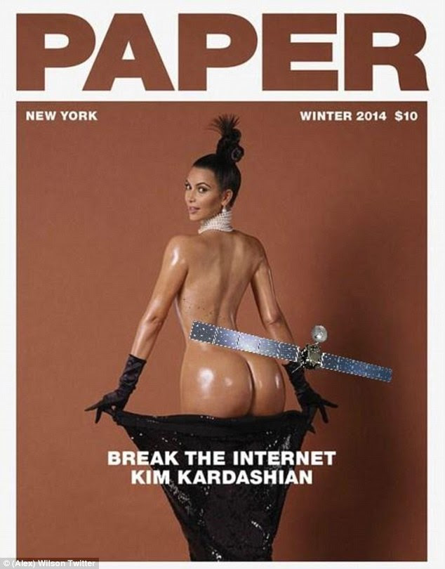 You broke it: The craft carrying the Philae probe is pictured orbiting that picture of Kim Kardashian