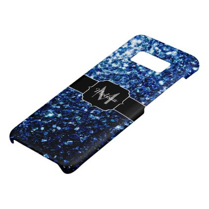 Beautiful Dark Blue glitter sparkles Monogram Case-Mate Samsung Galaxy S8 Case