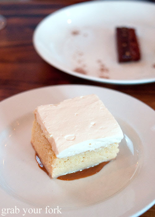 tres leche with dulce de leche dessert at animal restaurant los angeles by jon shook and vinny dotolo