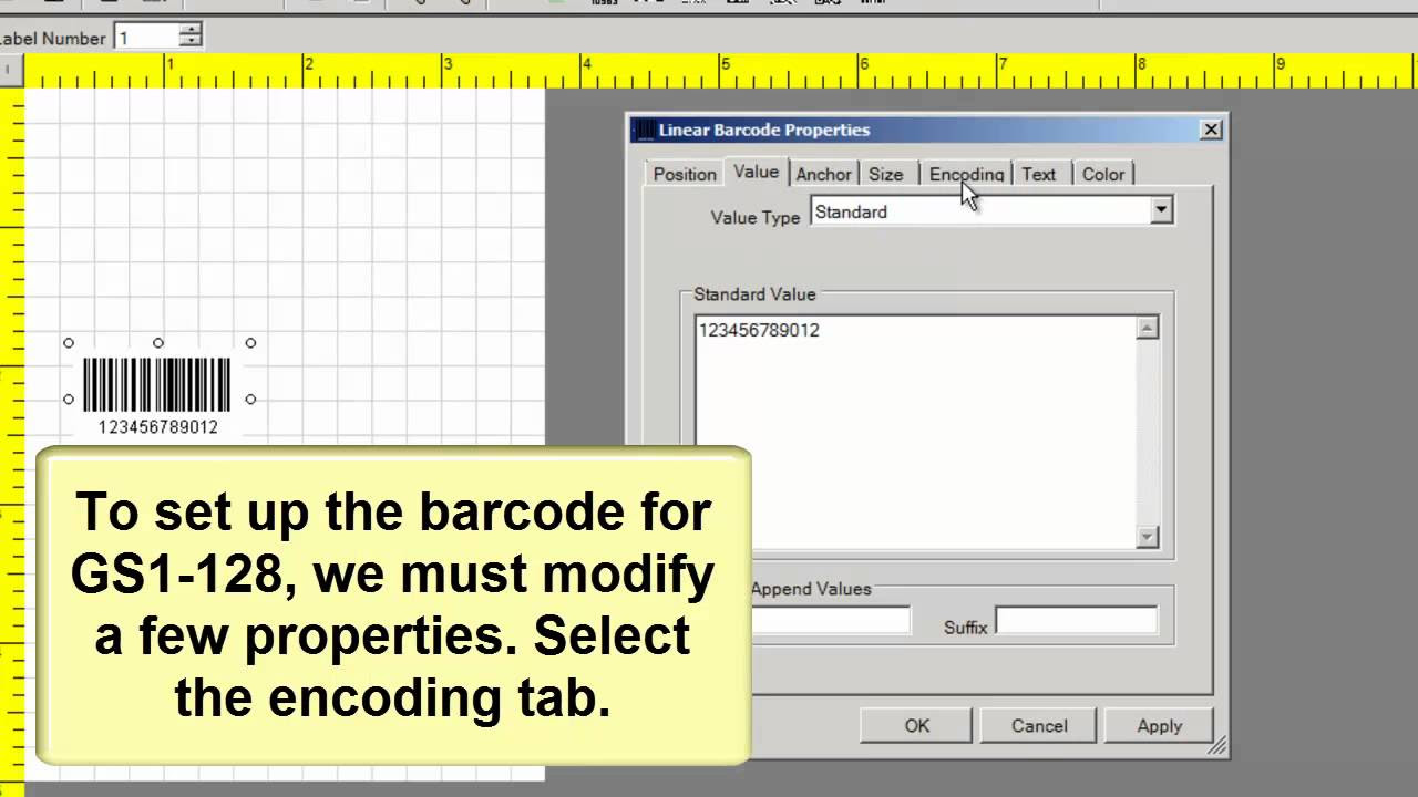 How to Create GS1-128 Barcodes using the Barcode Label Software - YouTube