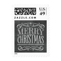 Vintage Chalkboard Lettering Merry Christmas Stamp