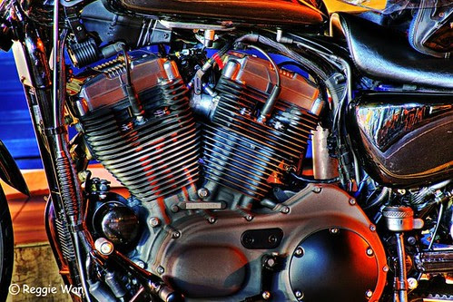 The engine of Harley Davidson bike.