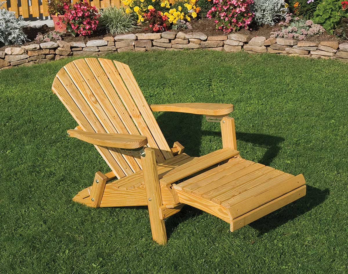 Treated Pine Folding Adirondack Chair w/Footrest