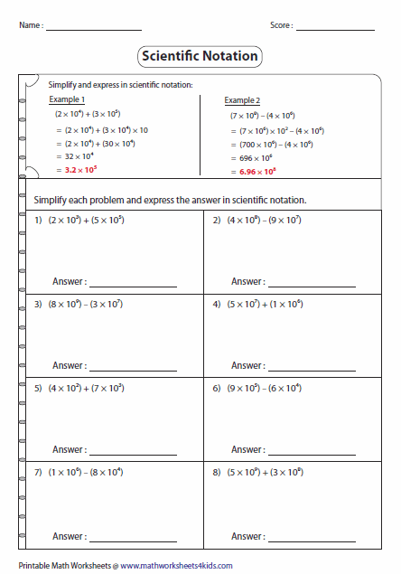 Adding And Subtracting In Scientific Notation - Lessons ...