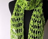 Cotton Scarf - Lime Green Spring Summer Lightweight Crochet Scarf - Free Shipping