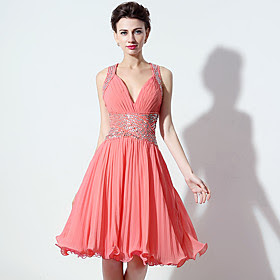 2017 Cocktailparty Kleid a-line V-Ausschnitt kurz \/ Mini-Chiffon mit
Kristall Detaillierung