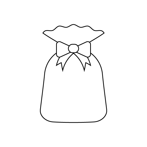 塗り絵に最適な白黒でかわいいプレゼント袋の無料イラスト 商用フリー オイデ43