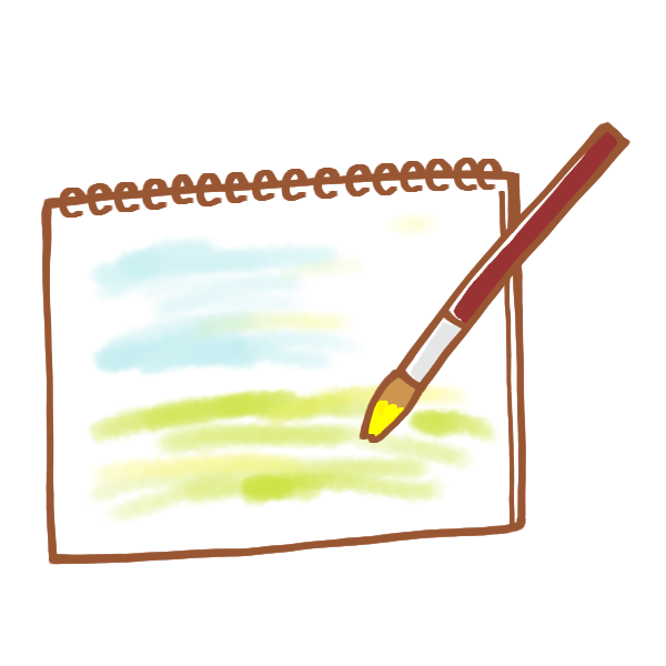 スケッチブックに描く水彩画のイラスト | かわいいフリー素材が無料のイラストレイン