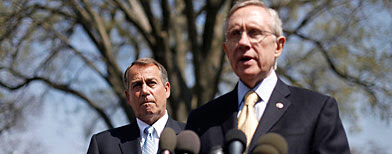 (L-R) House Speaker John Boehner and Senate Majority Leader Harry Reid (AP)
