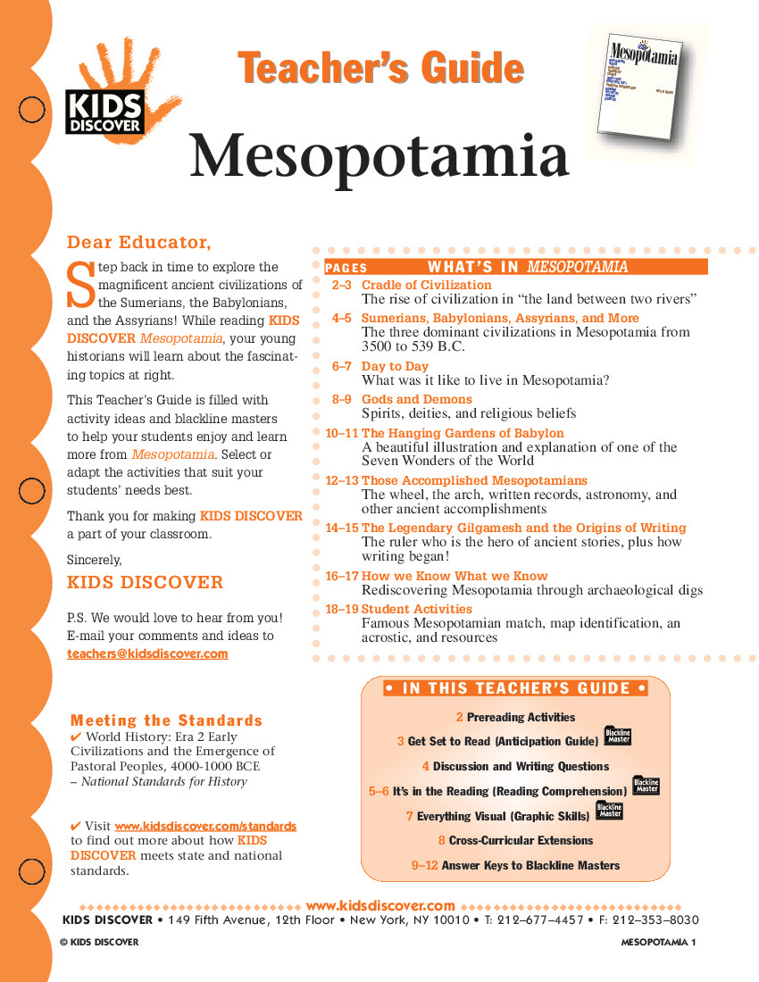 of geography worksheet Guide:  Teacher's mesopotamia Mesopotamia
