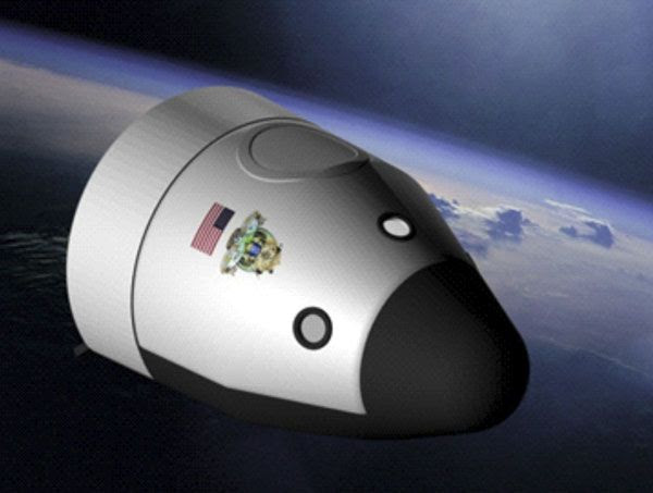 An artist's concept of Blue Origin's New Shepard capsule in Earth orbit.