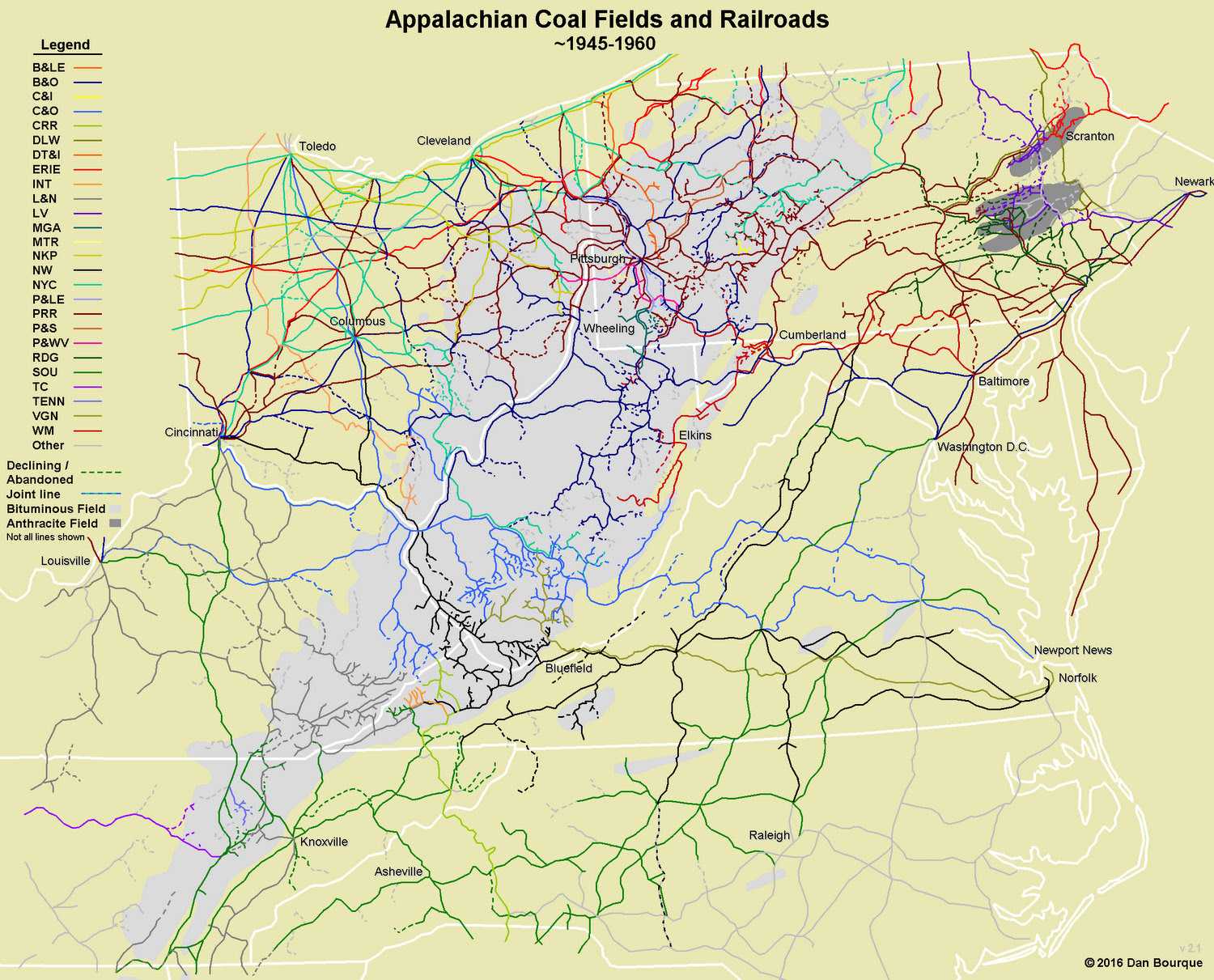 Evolution Of Appalachian Railroads 1945 2005 Appalachian