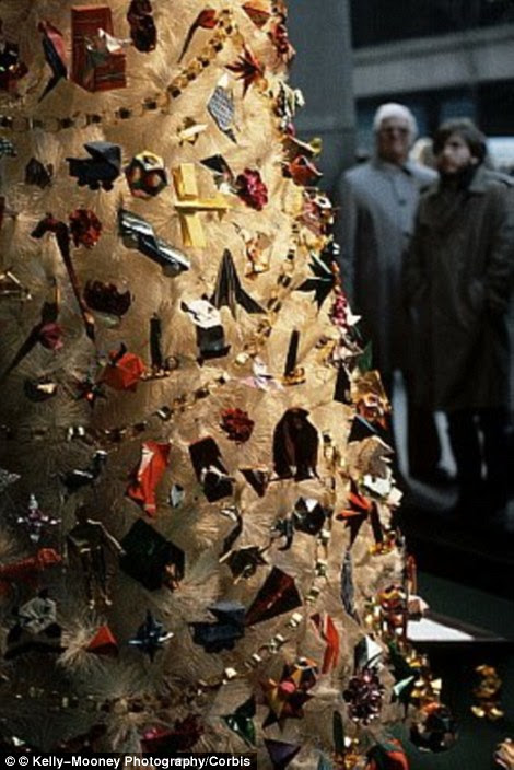 Fake no longer fabulous: By the 1970s and into the 1980s, aluminium trees (L) began to be fazed out and natural trees returned to favor (R).