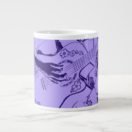 Female Guitar hand blue invert Jumbo Mugs