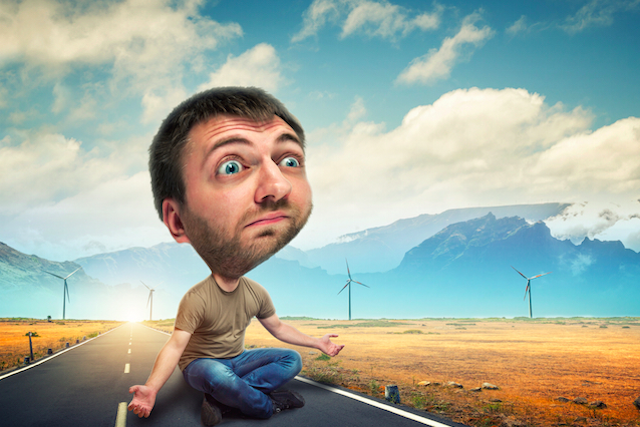 Stressed man meditating