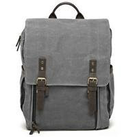 Ona Camps Bay Camera and Laptop Backpack, Handcrafted with Waxed Canves & Leather - Smoke