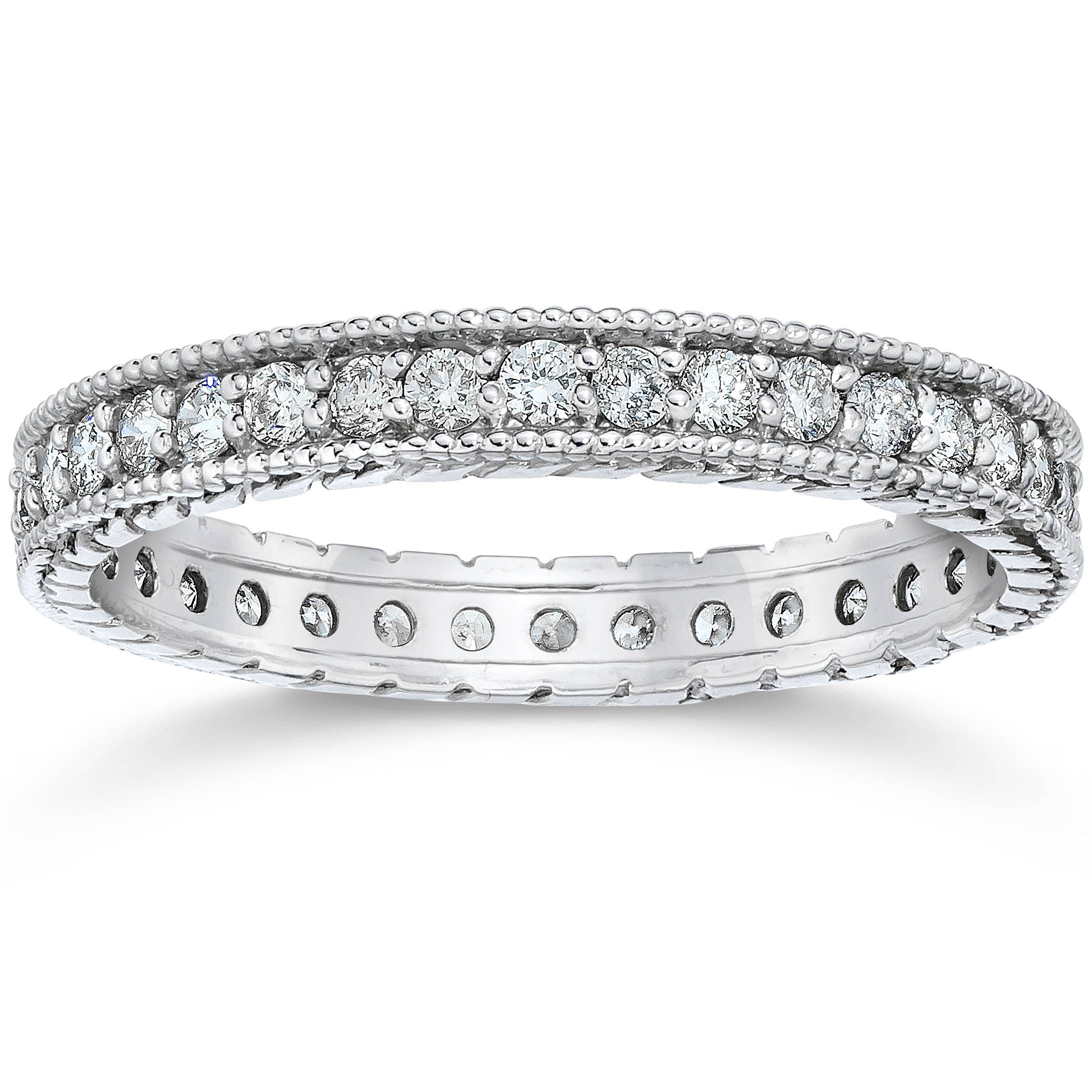 5/8ct Vintage Diamond Hand Engraved Eternity Ring 14K White Gold | eBay